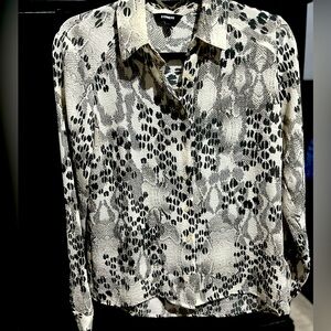 Express Black & White Cheetah Print Blouse Small